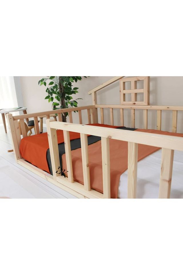 Doğal Ahşap Montessori Bebek ve Çocuk Karyolası