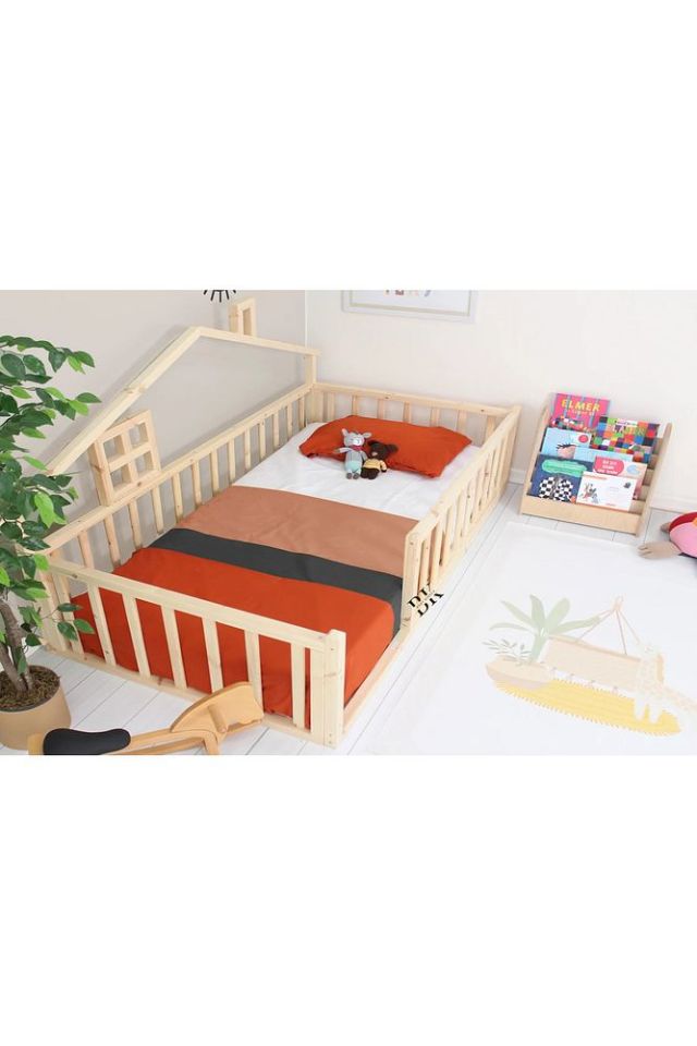 Doğal Ahşap Montessori Bebek ve Çocuk Karyolası
