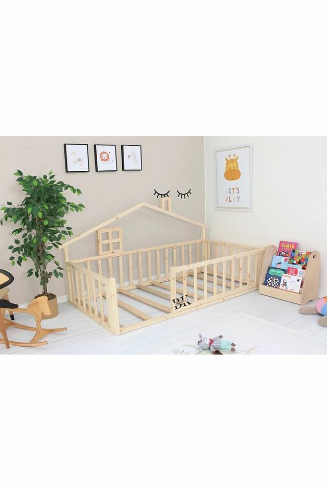 Doğal Ahşap Montessori Bebek ve Çocuk Karyolası