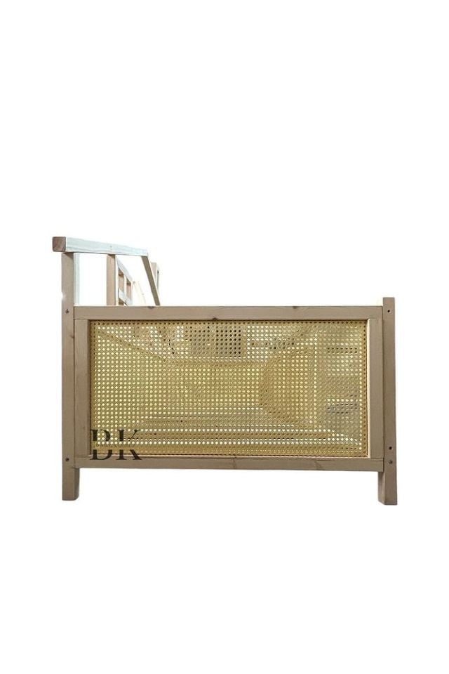 Hasır Detaylı Wicker Doğal Ahşap Montessori Bebek ve Çocuk Karyolası