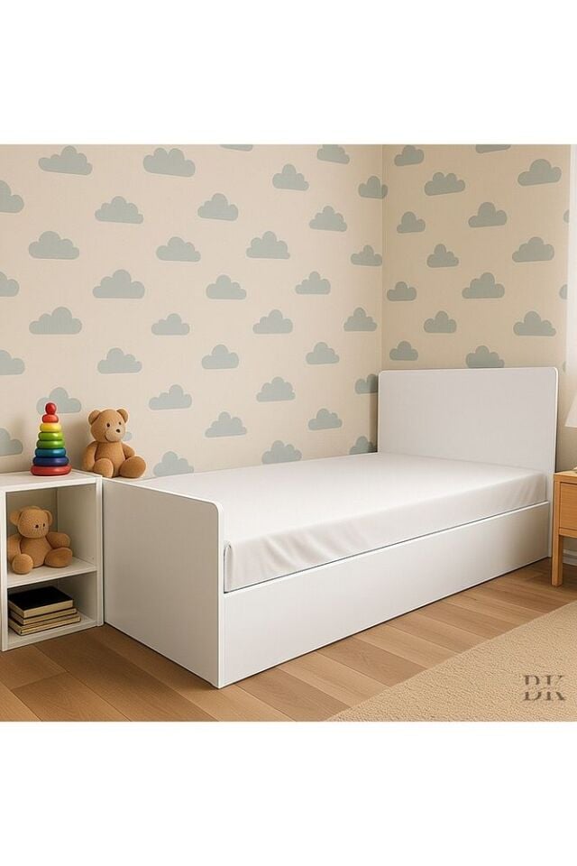 Beyaz Minimalist Tek Kişilik Karyola