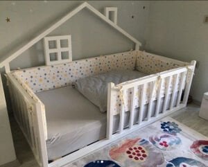 Baby Kinder Star Happy Montessori Bebek ve Çocuk Karyolası BEYAZ - 120 x 200