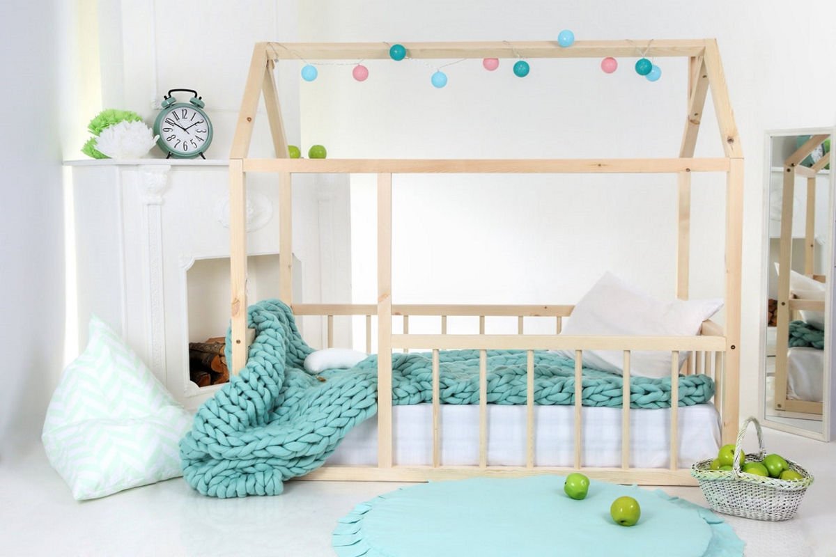 Baby Kinder Beauty Doğal Montessori Bebek ve Çocuk Karyolası Doğal Çam - 90 x 190