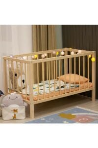 Organik Ahşap Bebek Beşiği (60x120)