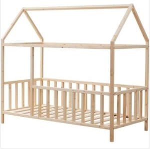 BABY KİNDER ÇATILI DOĞAL MONTESSORİ BEBEK & ÇOCUK KARYOLASI Doğal Çam - 60 x 120
