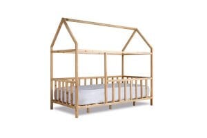 BABY KİNDER ÇATILI DOĞAL MONTESSORİ BEBEK & ÇOCUK KARYOLASI Doğal Çam - 60 x 120