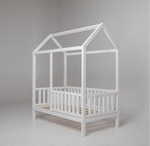 Baby Kinder Wh. Lovely Ahşap Montessori Bebek ve Çocuk Oyun Evi ve Karyolası BEYAZ - 100 x 200