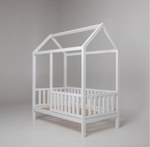 Baby Kinder Wh. Lovely Ahşap Montessori Bebek ve Çocuk Oyun Evi ve Karyolası BEYAZ - 80 x 180