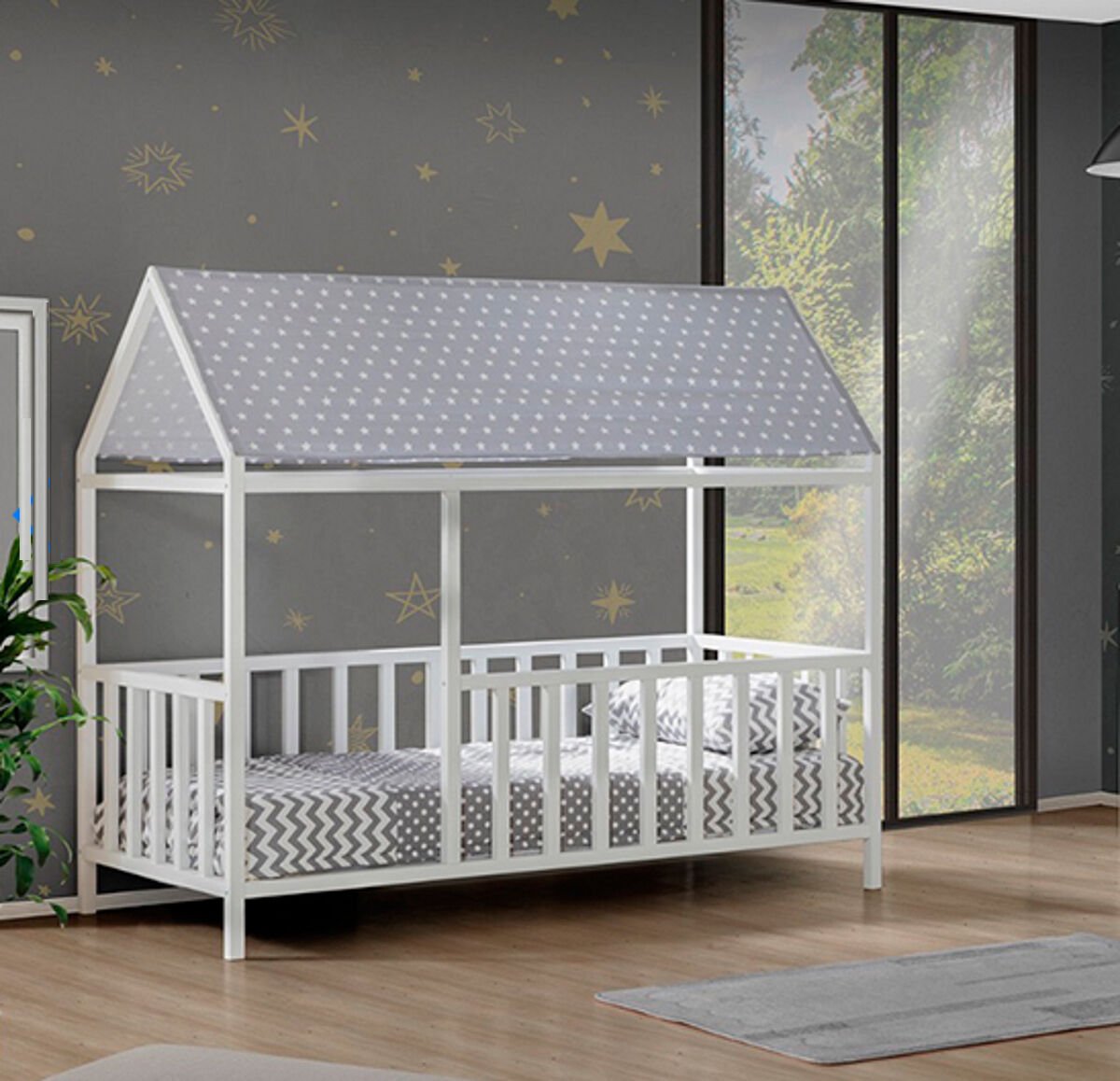 Baby Kinder Roofed Wh. Montessori Bebek & Çocuk Karyolası BEYAZ - 80 x 180