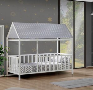 Baby Kinder Roofed Wh. Montessori Bebek & Çocuk Karyolası BEYAZ - 80 x 180