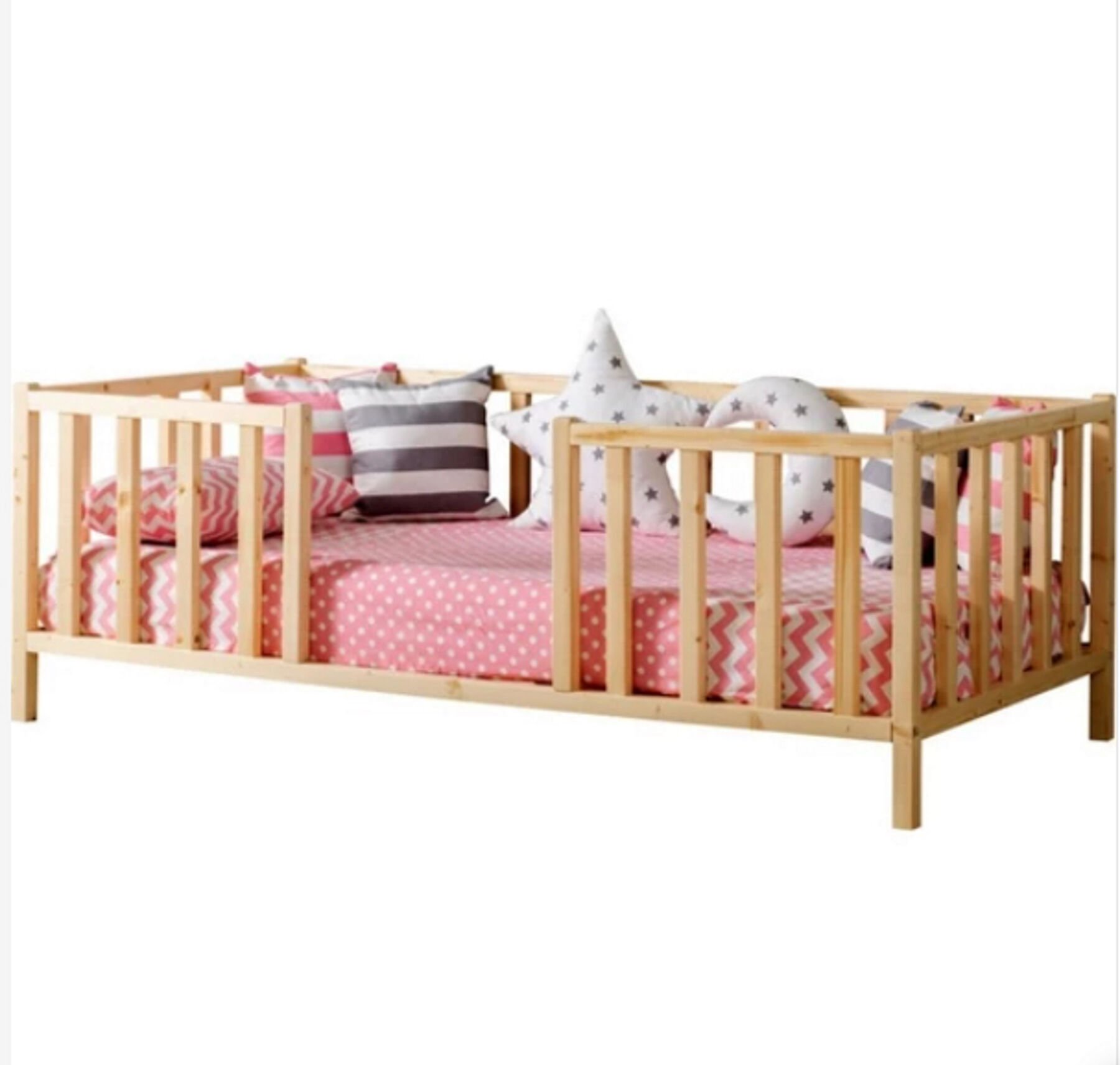 BABY KİNDER ÇATISIZ DOĞAL MONTESSORİ BEBEK & ÇOCUK KARYOLASI Doğal Çam - 60 x 120