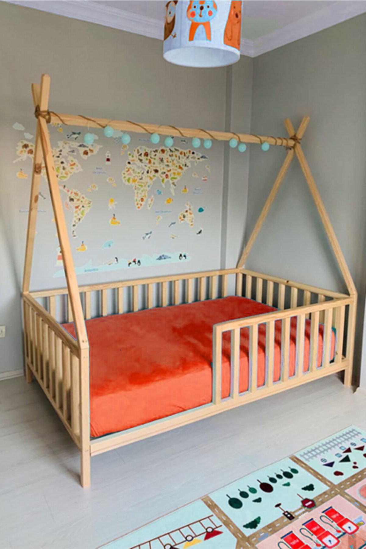 BABY KİNDER KIZILDERELİ DOĞAL MONTESSORİ BEBEK & ÇOCUK KARYOLASI Doğal Çam - 90 x 190
