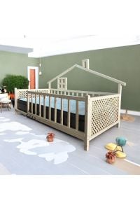 Delux Doğal Ahşap Montessori Bebek ve Çocuk Karyolası