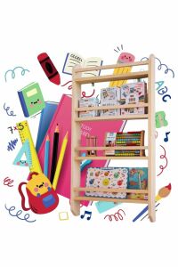 Doğal Ahşap Montessori Çocuk Kitaplığı